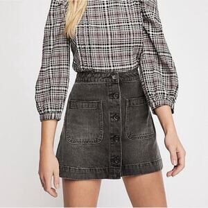 Free People Dark Gray Button-Front Midi Skirt we are the people NWT size 25